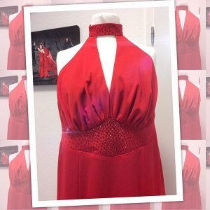 Abendkleid, Ballkleid aus rotem Duchesse-Satin