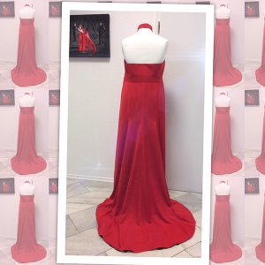 Abendkleid, Ballkleid aus rotem Duchesse-Satin